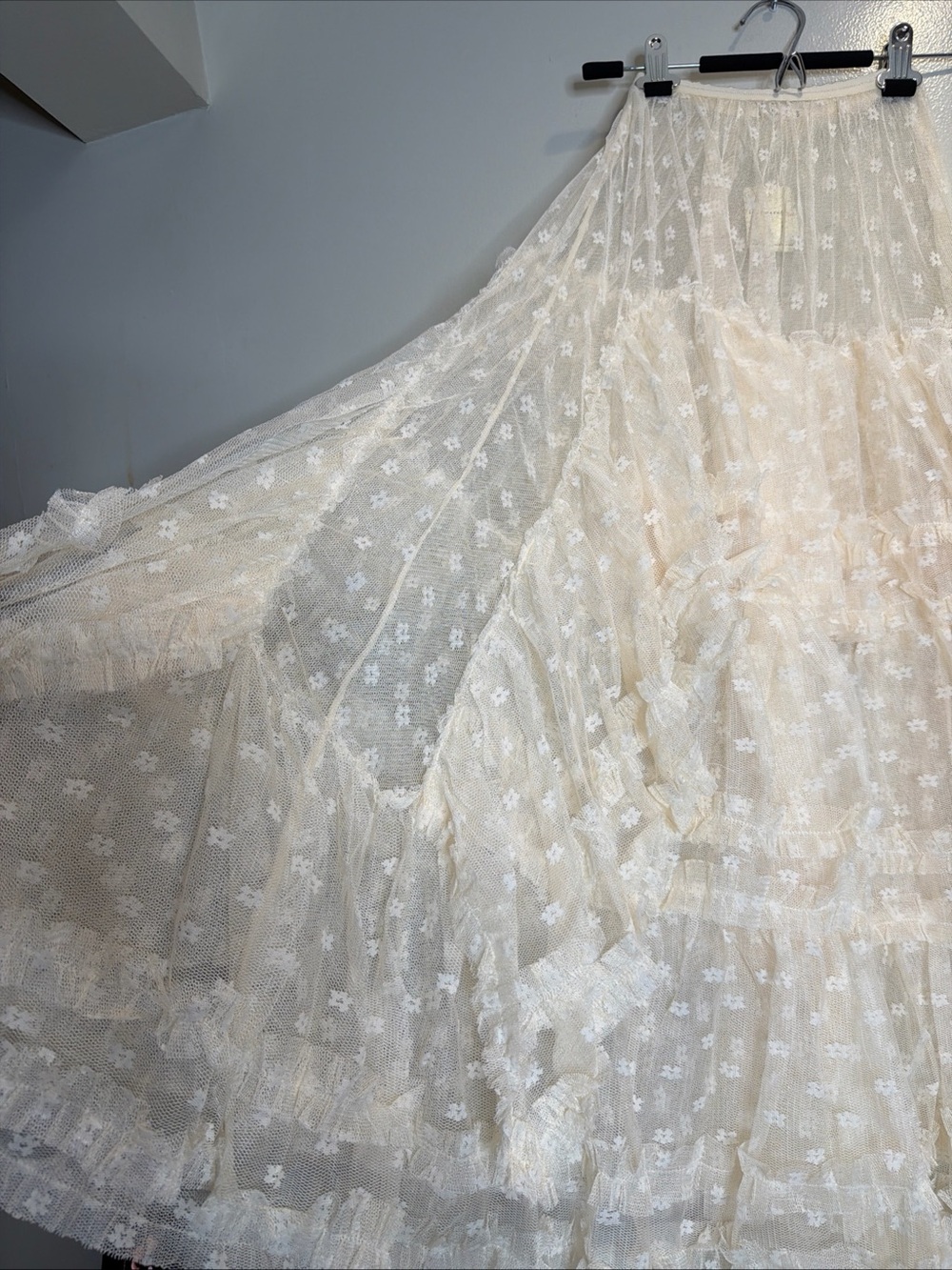 Free People Don't Let Me Go Half Slip Lace Tulle Ruffles Sheer Skirt XS - Picture 6 of 8